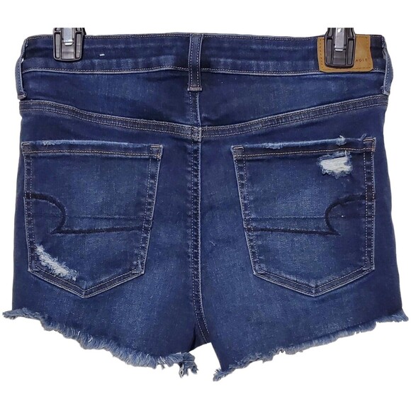 American Eagle Women' s Hi Rise Shortie Distressed Denim Jean Shorts Size 6, 28W - Picture 2 of 6